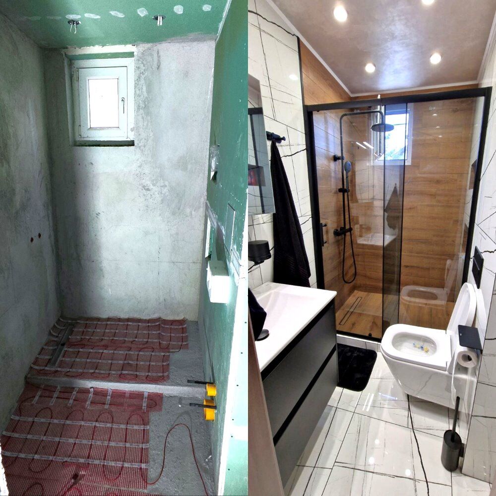 Ремонт на баня - Преди/След Ремонт на баня Бургас преди и след - пълна трансформация от празно помещение до стилна баня